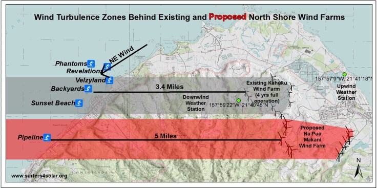 Wind turbulence zone distance map